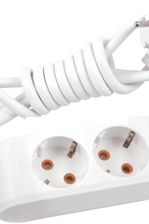 VIKO 5m Kablolu Topraklı İkili Priz Beyaz