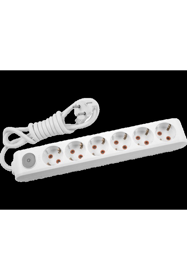 VIKO 5m Kablolu Anahtarlı Topraklı Altılı Priz Beyaz