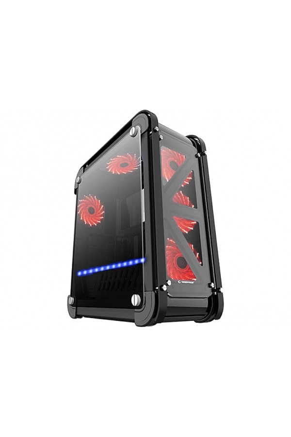 RAMPAGE Castle 4x12cm RGB Fan 2 Adet USB 3.0 Kart Okuyucu LED Şeritli Gaming Bilgisayar Kasası Siyah