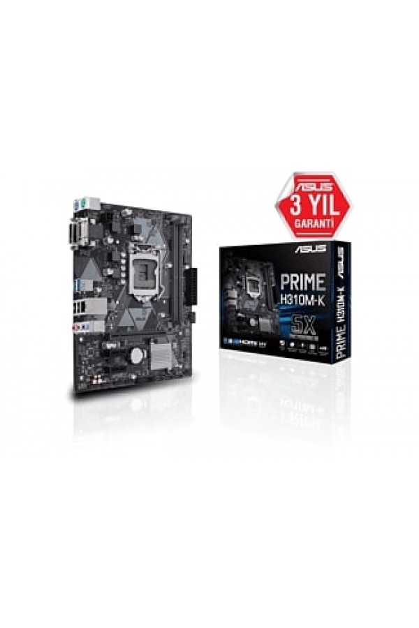 ASUS Prime H310M-K R2.0 Intel H310 LGA1151 DDR4 2666 DVI VGA USB3.1 mATX Win7 + Win10 Destekli Anakart
