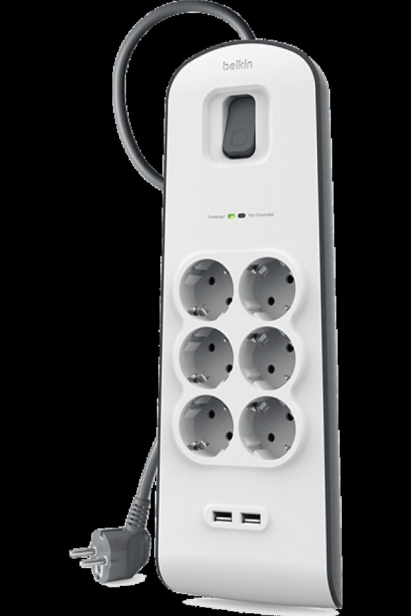 BELKIN 2 USB 6'lı 2m Akım Korumalı Priz