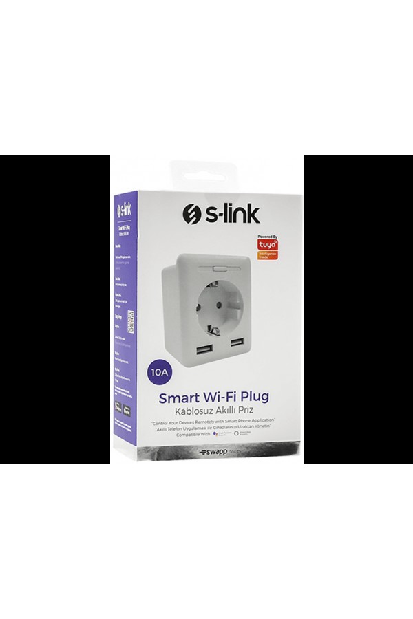 S-LINK Swapp SL-04 10A 2 USB 2.4 Ghz Wifi TUYA Destekli Akım Korumalı Akıllı Priz