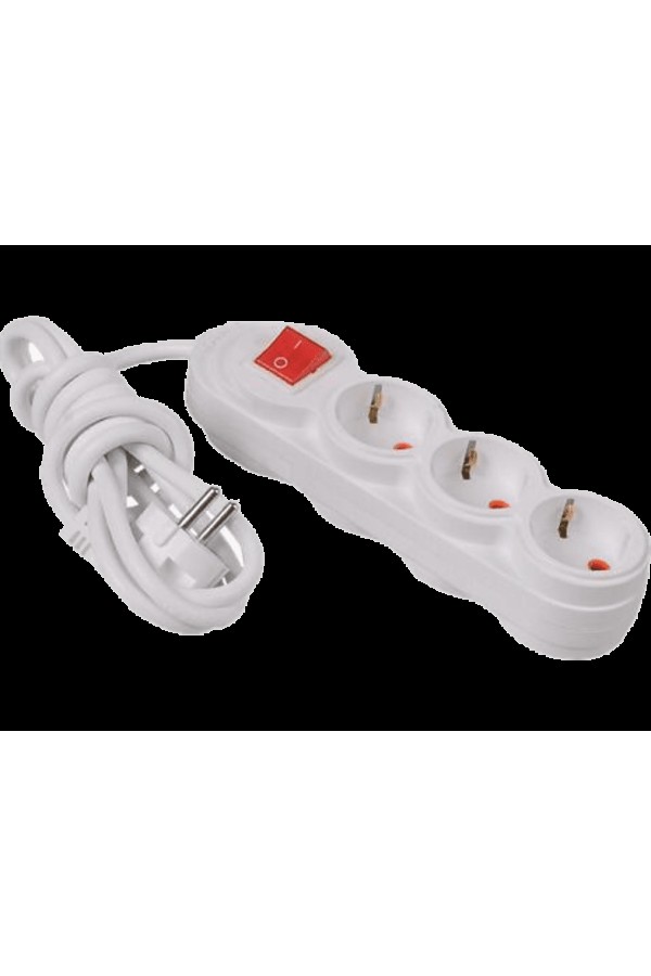 PELSAN 3'lü 2M Çocuk Korumalı Anahtarlı Topraklı Priz Beyaz