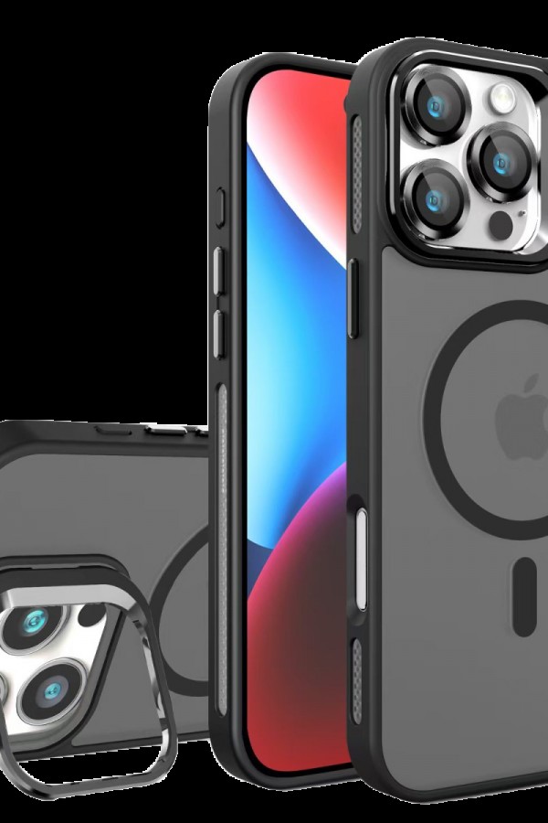 PIILI iPhone 16 Pro Metal Bracket Magsafe Mat Kılıf Siyah