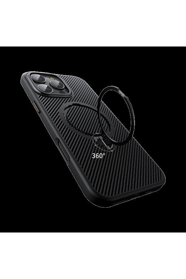 PIILI iPhone 16 Pro Max Rotation Magsafe Telefon Kılıfı Carbon Fiber
