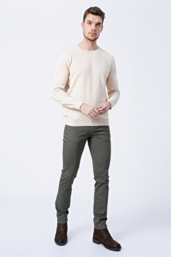 Normal Bel Slim Fit Yeşil Erkek Pantolon 