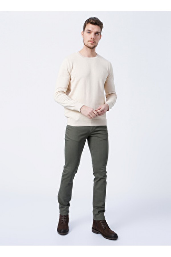 Normal Bel Slim Fit Yeşil Erkek Pantolon 