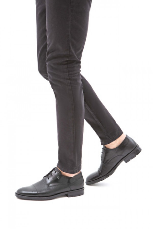 Tamer Tanca Erkek Hakiki Deri Siyah Klasik Ayakkabı