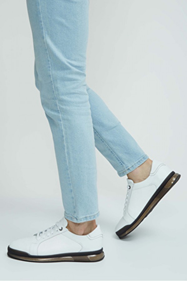 Tamer Tanca Erkek Hakiki Deri Beyaz Casual Ayakkabı