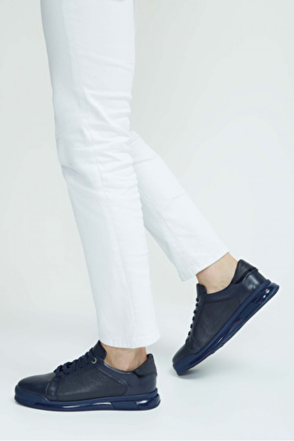 Tamer Tanca Erkek Hakiki Deri Lacivert Casual Ayakkabı