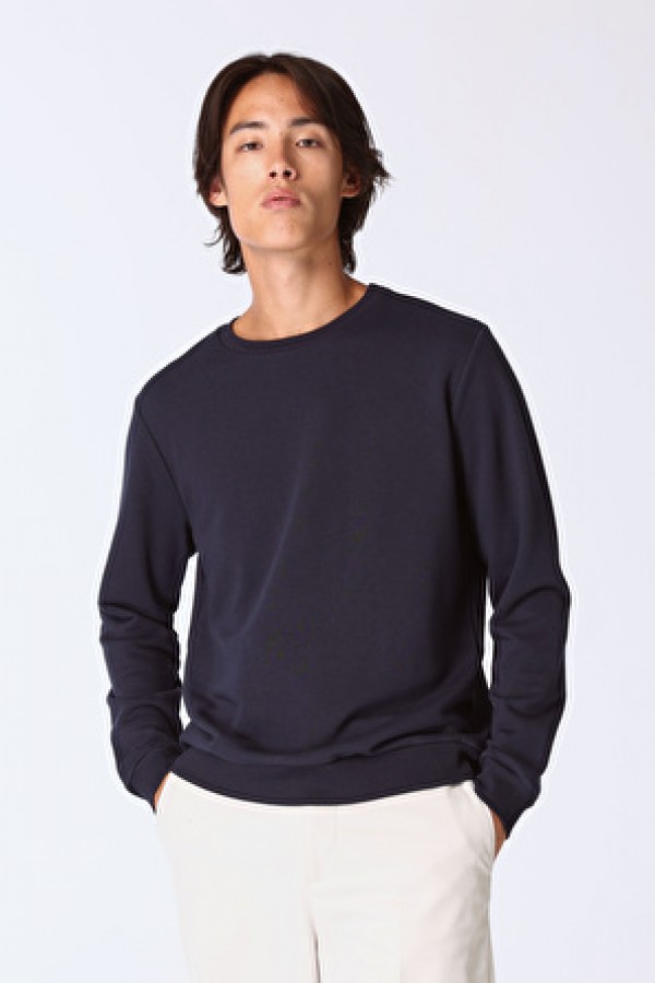 Limon Lacivert Erkek Bisiklet Basic Düz Sweatshirt