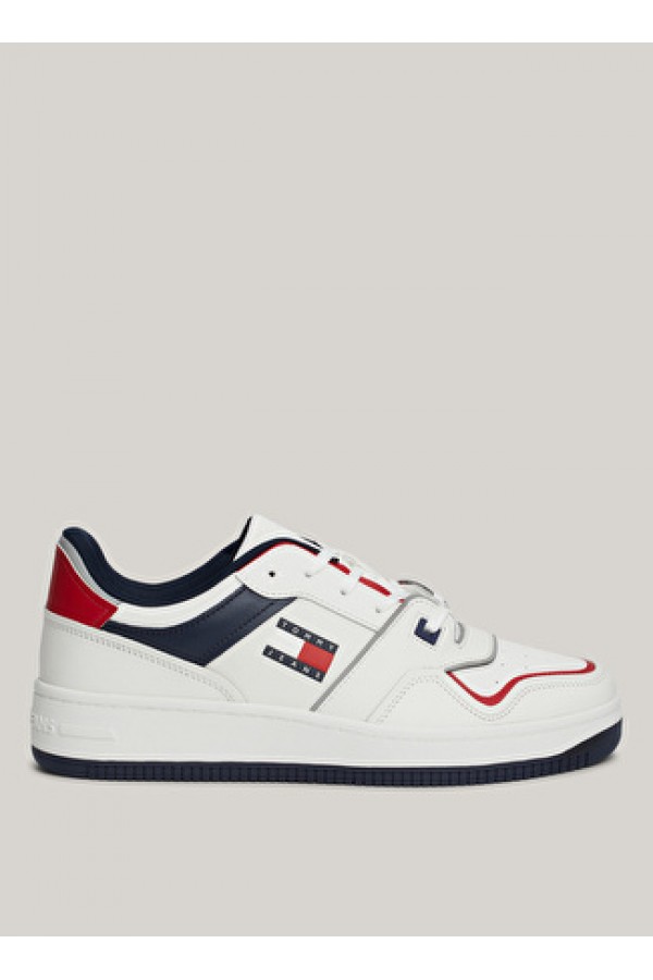 Tommy Hilfiger Beyaz  -  Kırmızı  -  Lacivert Erkek Deri Sneaker  CUPSOLE 