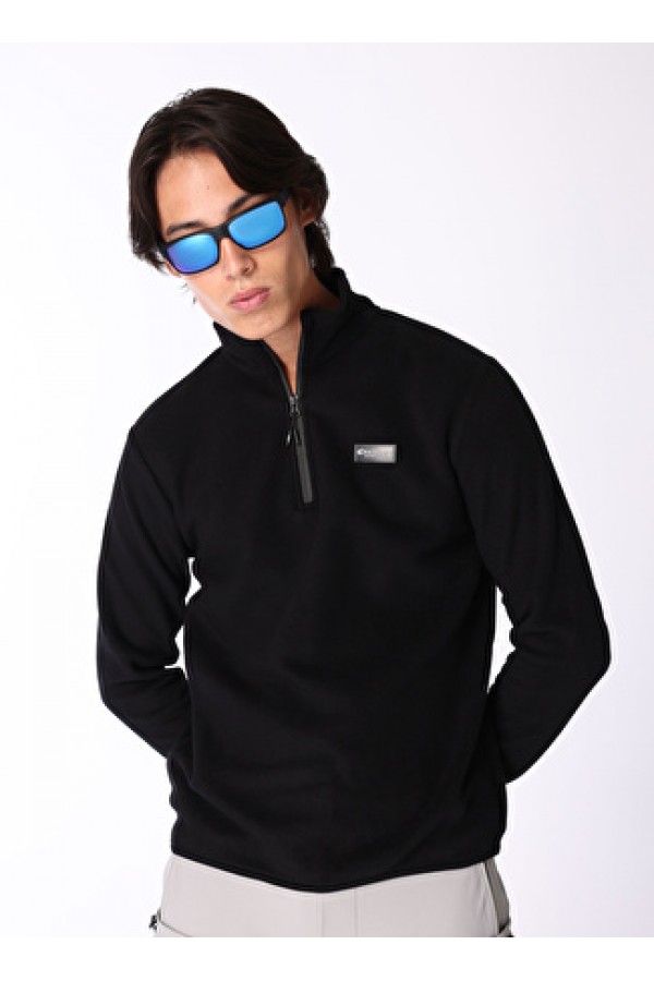 Discovery Expedition Siyah Erkek Dik Basic Düz Polar Sweatshırt 