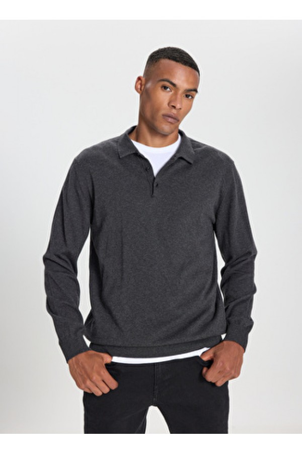 Altınyıldız Classics Antrasit Melanj Erkek Polo Standart Kazak 