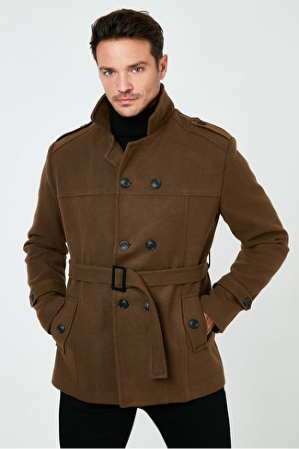 Buratti Slim Fit Cepli Pamuklu Kaşe Kaban Erkek 