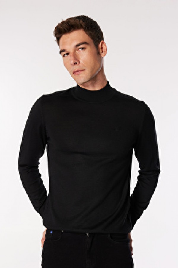 Beymen Business Siyah Erkek Yarım Balıkçı Standart Kazak