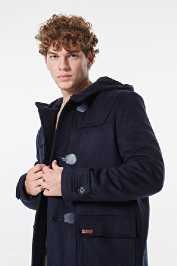 Jeep Lacivert Erkek Kapüşon Standart Düz Kaban 