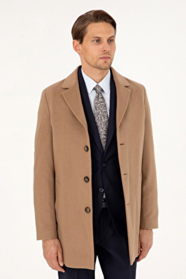 Pierre Cardin Kahve Erkek Extra Slim Düz Kaban 