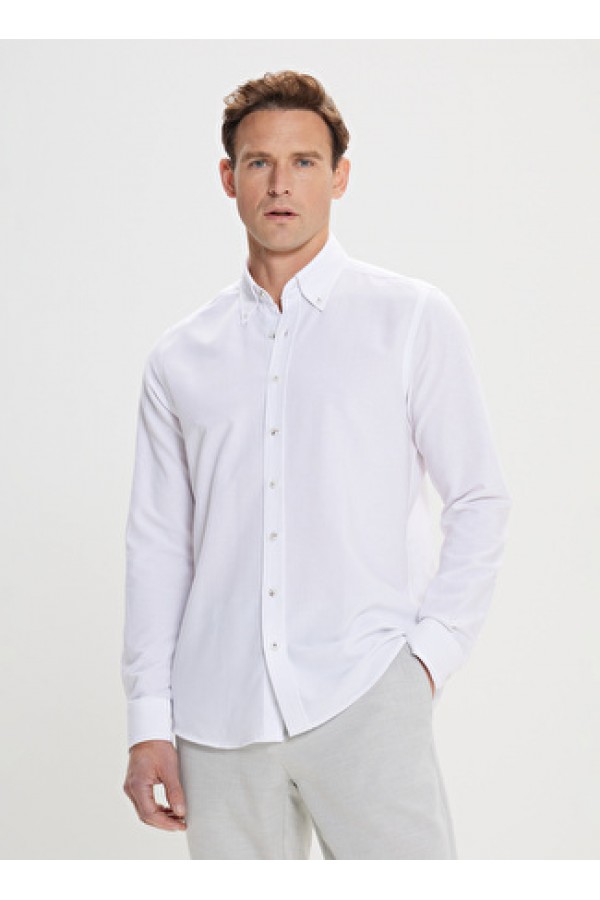 Altınyıldız Classic Slim Fit Oxfort Beyaz Erkek Gömlek 