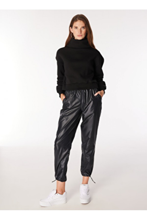 Fabrika Siyah Kadın Dik Yaka Düz Sweatshirt VEJA   