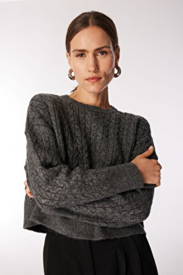 Fabrika Antrasit Kadın Bisiklet Basic Saç Örgü Kazak F4WL-KZK0603 