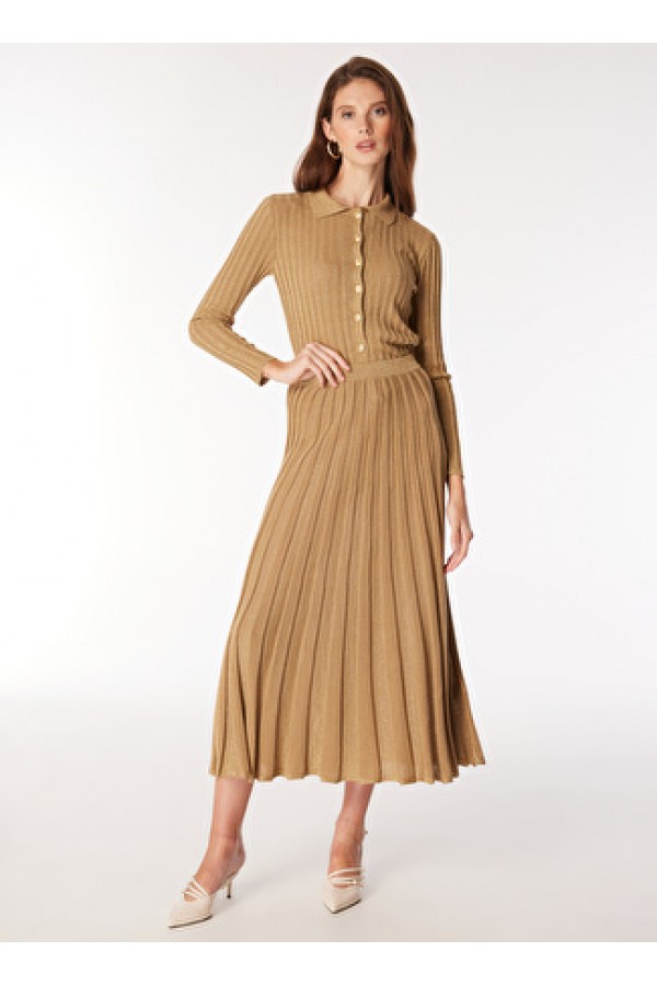 Fabrika Deve Tüyü Kadın Pilise Etek F4WL-ETK0460 