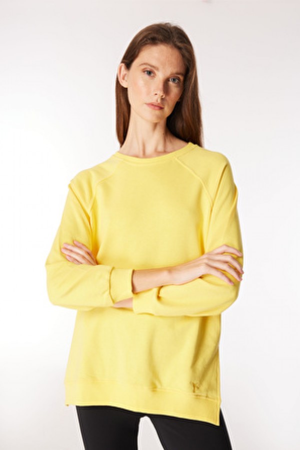 People By Fabrika Sarı Kadın Bisiklet Relaxed Düz Sweatshirt SPBF-SWT5000 