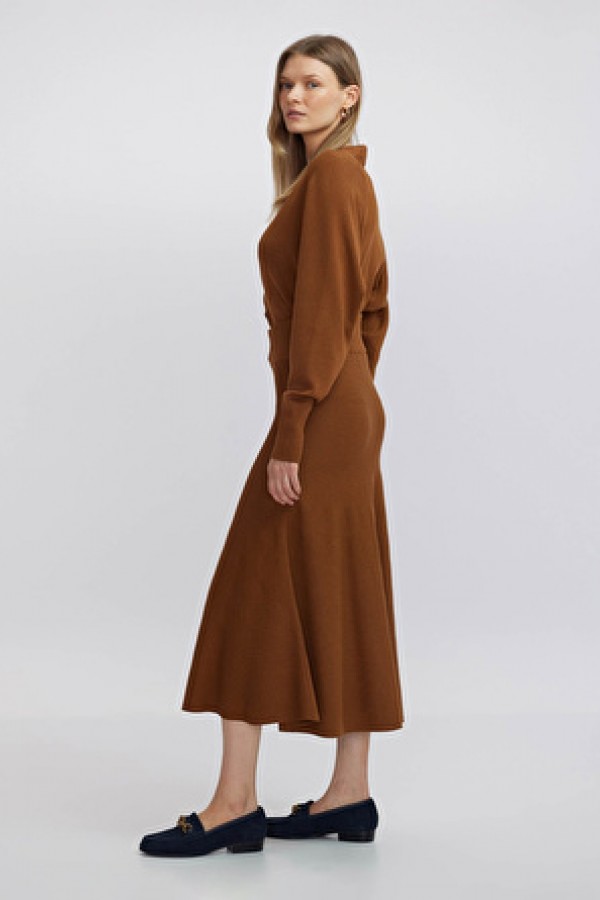 İpekyol Karamel Kadın Kloş Etek IW6240004069041 