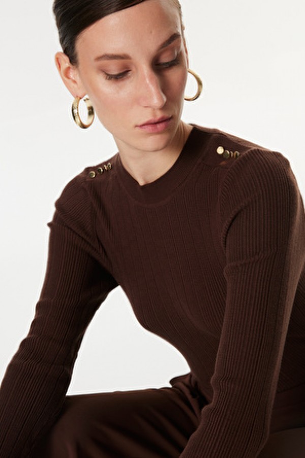 Fabrika Kahve Kadın Yarım Balıkçı Basic Fitilli Kazak F4WL-KZK0348 