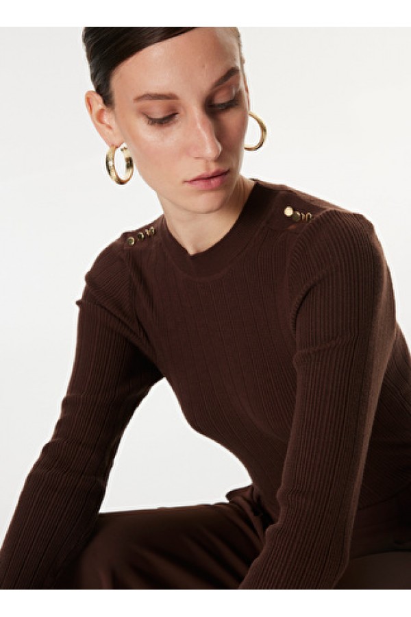 Fabrika Kahve Kadın Yarım Balıkçı Basic Fitilli Kazak F4WL-KZK0348 