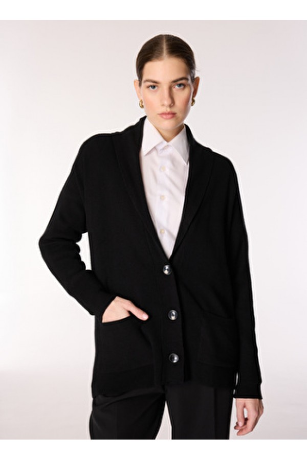 Fabrika Comfort Siyah Kadın Şal Basic Düz Hırka FC4WL-HRK0279 