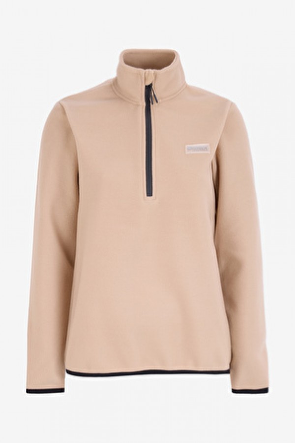 Discovery Expedition Bej Kadın Dik Basic Düz Polar Sweatshırt D4WL-SWT3929 