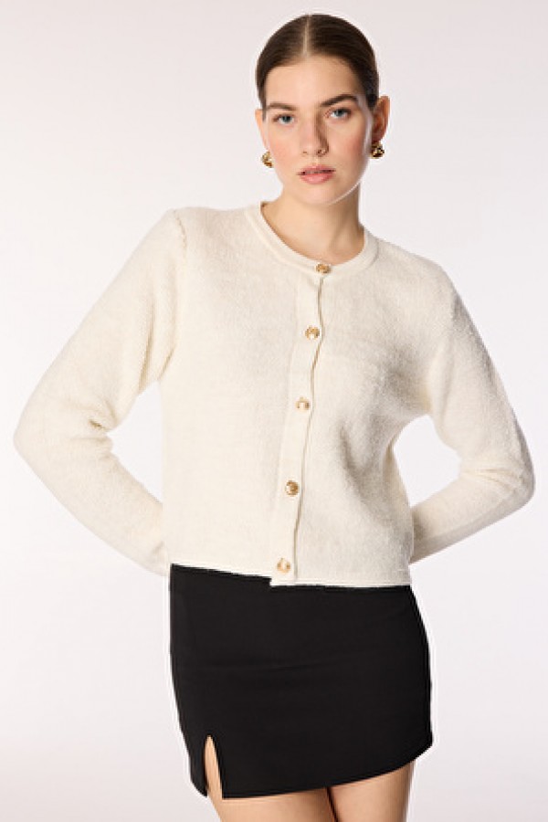 Fabrika Comfort Ekru Kadın Bisiklet Basic Düz Hırka FC4WL-HRK0076 