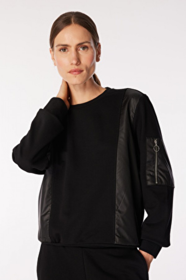 Fabrika Bisiklet Yaka Düz Siyah Kadın Sweatshırt F3WL-SWT3