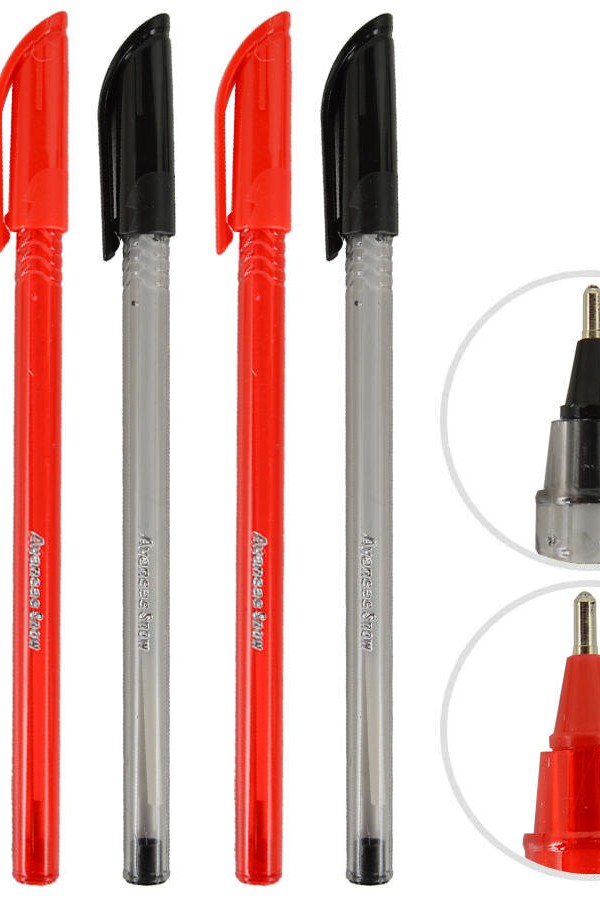 Avansas Snow Tükenmez Kalem 3 Siyah 2 Kırmızı Renk 5'li Paket