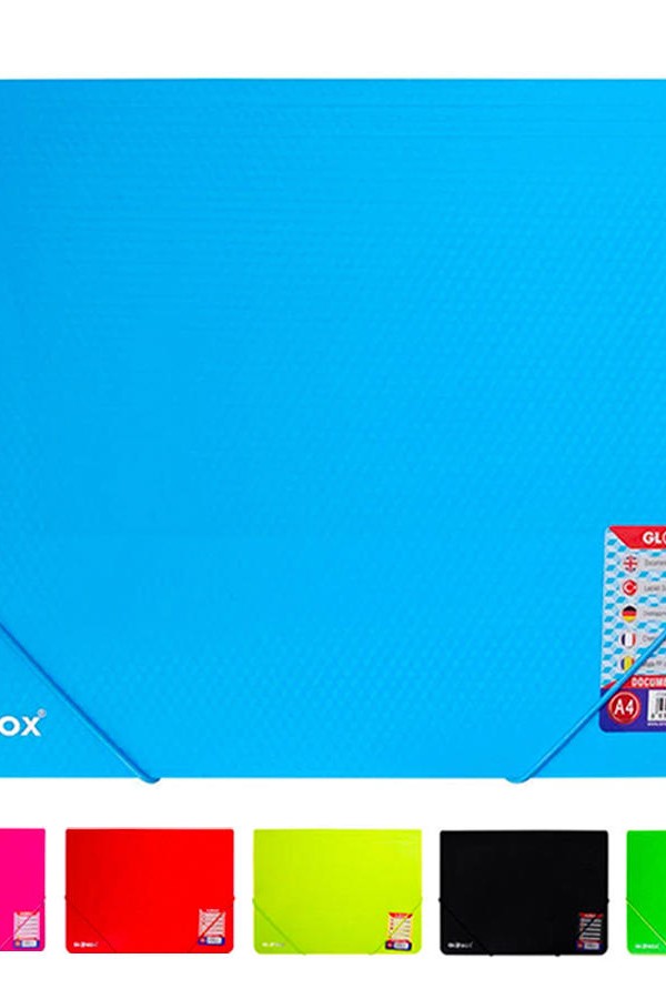 Globox 6456 Lastikli Dosya A4 Boy Karışık Renk Tekli