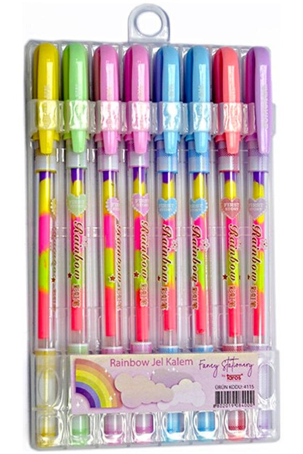 Taros Rainbow Jel Kalem 8'li