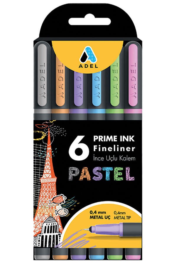 Adel Prime Ink Fineliner Pastel 6 Renk