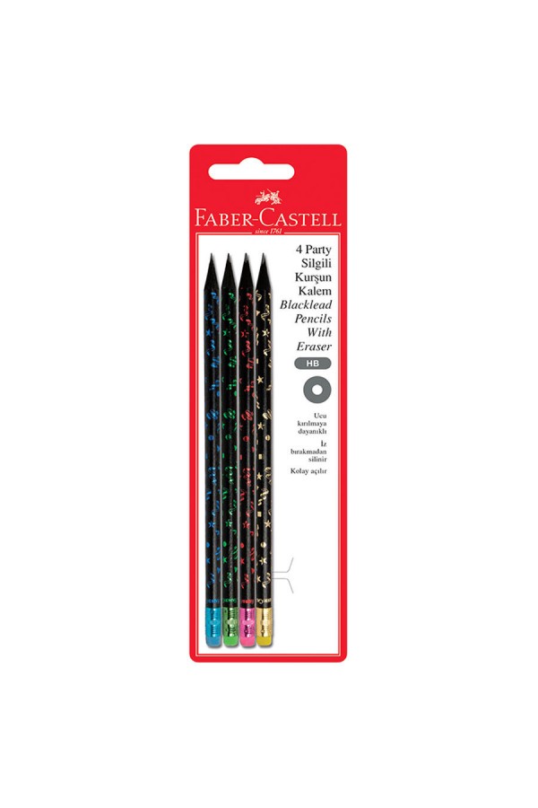 Faber-Castell Party Desen Kurşun Kalem 4'lü