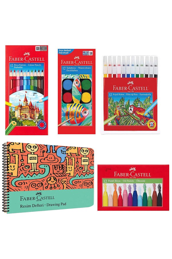 Faber-Castell Boyama Seti ve Resim Defteri 25x35 30 Yaprak