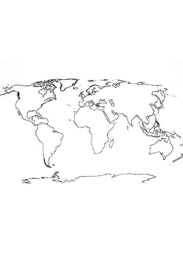 Cengo Dilsiz Dünya Haritası Beyaz Kağıt Tahta 56 cm x 110 cm