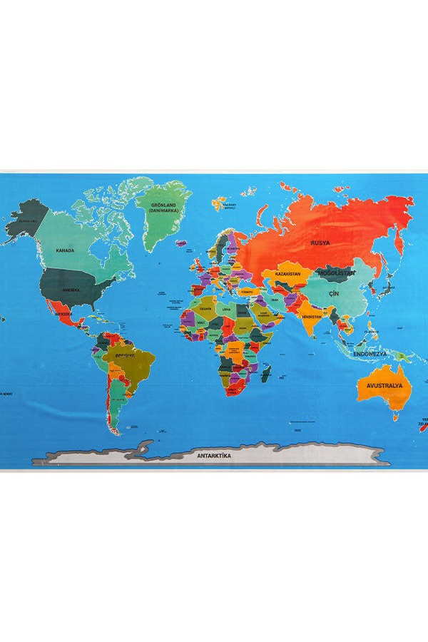 Cengo Dünya Haritası Renkli Kağıt Tahta 56 cm x 118 cm