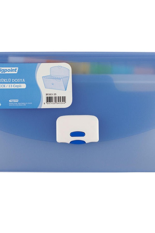 Bigpoint Çek Senet Portföyü 13 Cepli Körüklü A5 Boy Mavi Renk