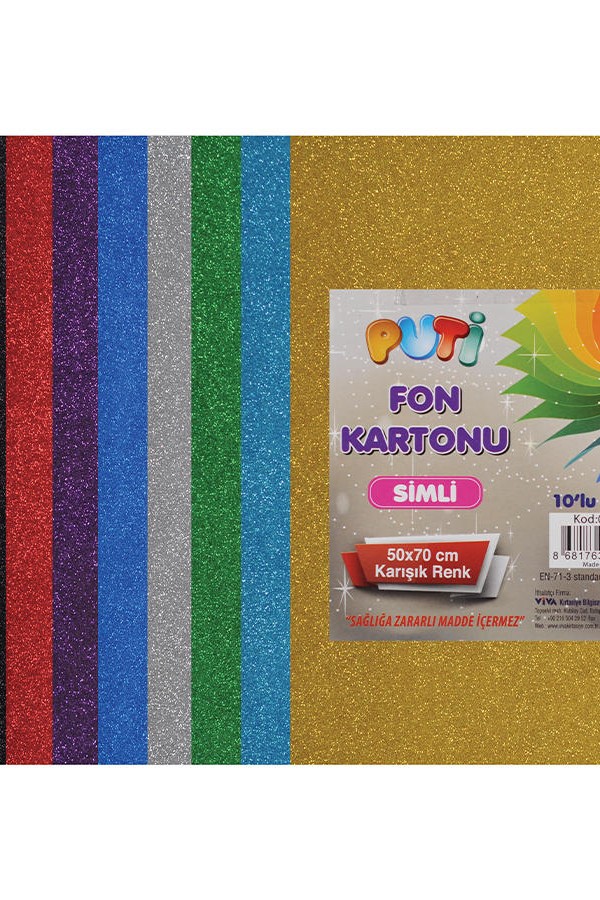 Fon Karton Simli 50 cm x 70 cm 10 Renk