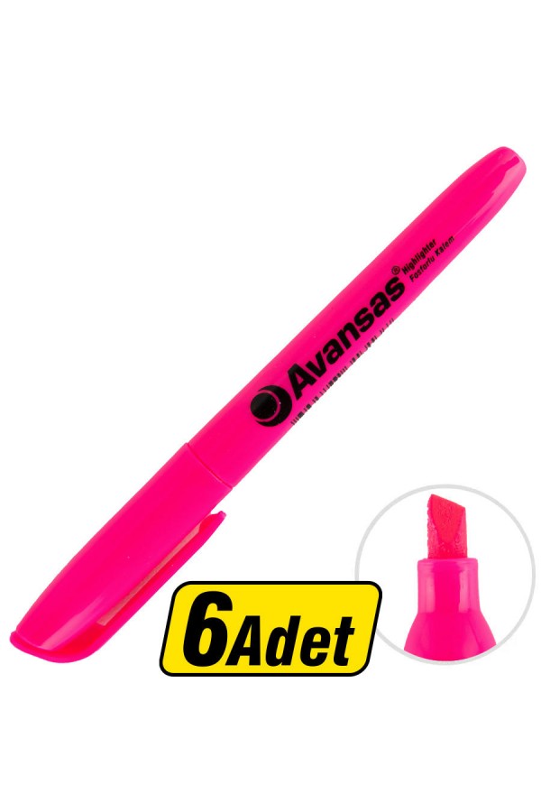 Avansas Style Fosforlu Kalem Pembe Renk 6 Adet