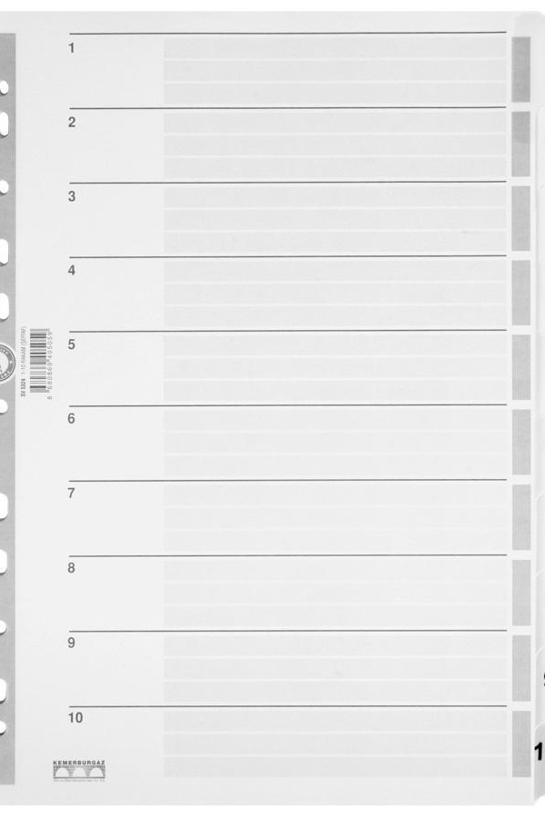 Serve SV 5324 Ayraç A4 1-10 Rakam