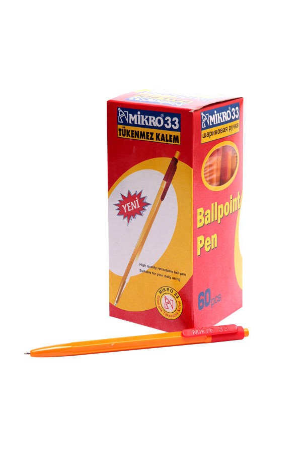 Mikro 33 Tükenmez Kalem 1 mm Kırmızı 60'lı Paket