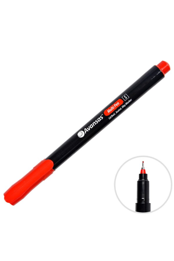 Avansas Multipen Permanent Asetat Kalem Kırmızı S Uç