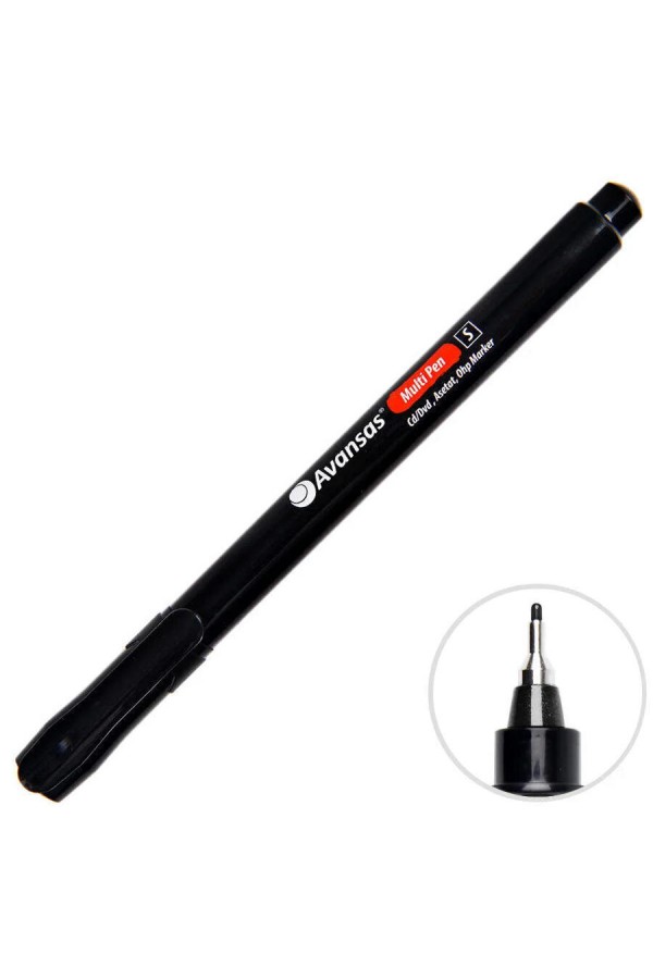 Avansas Multipen Permanent Asetat Kalem Siyah S Uç