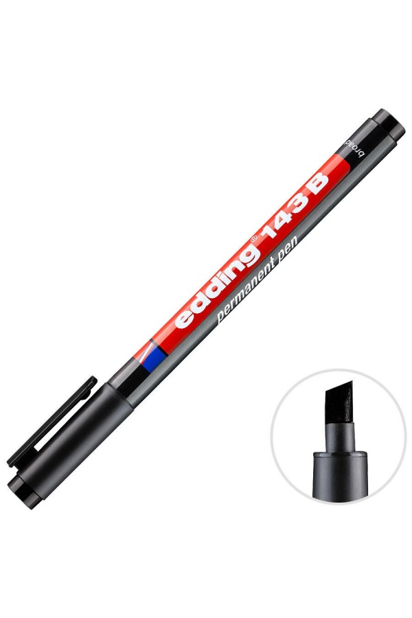 Edding 143B Permanent Asetat Kalem Siyah B Uç